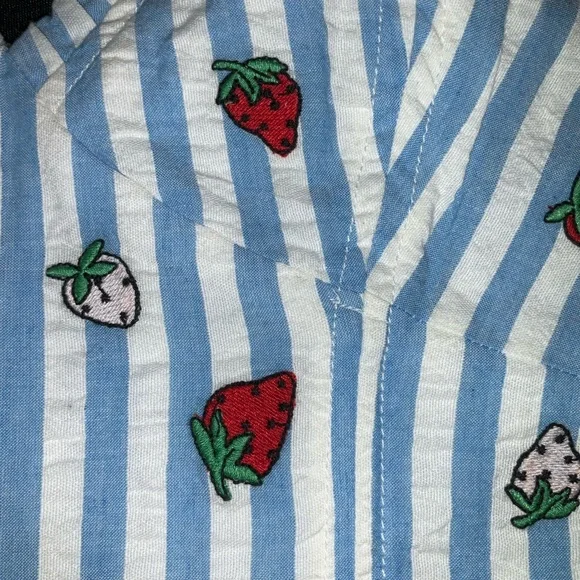 Anthropologie Blue and White Ruffled Bustier Crop Top - Picture 9 of 12